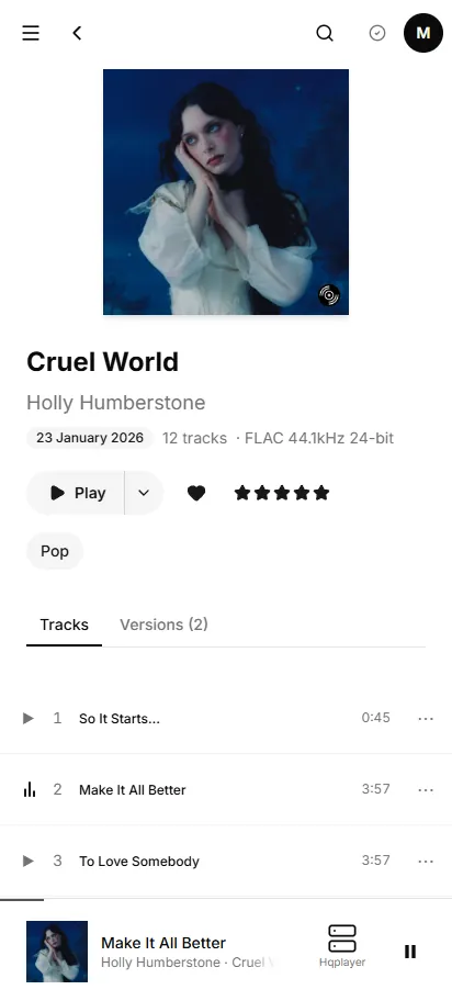 Rala on a phone: an album with its artwork, format and track list.